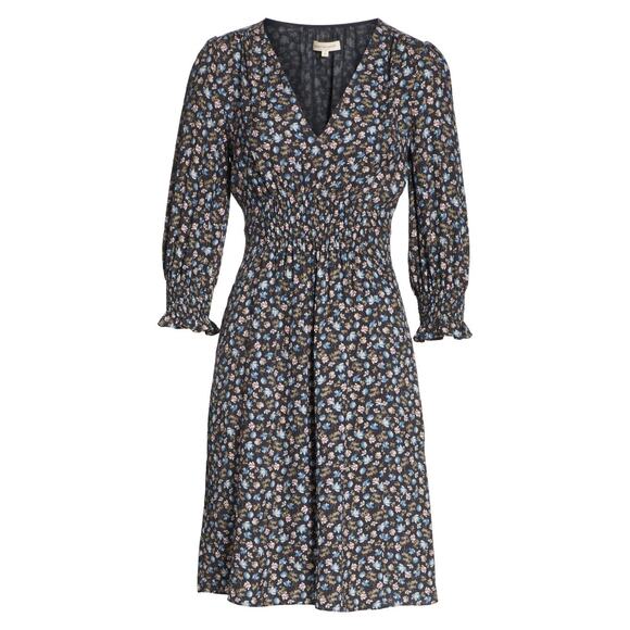 Rebecca Taylor Zelma Floral Silk Midi Dress Women’s 4 Black Cottagecore Prarie - Picture 2 of 16